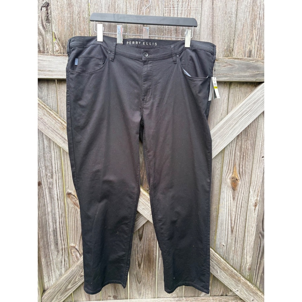 Perry Ellis Mens Stretch Pants Black 5-Pocket 44x32 4FFB7634PS 010 NWT